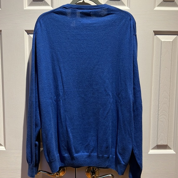 Royal blue Chaps V-Neck cotton cashmere sweater | XL - Picture 6 of 6